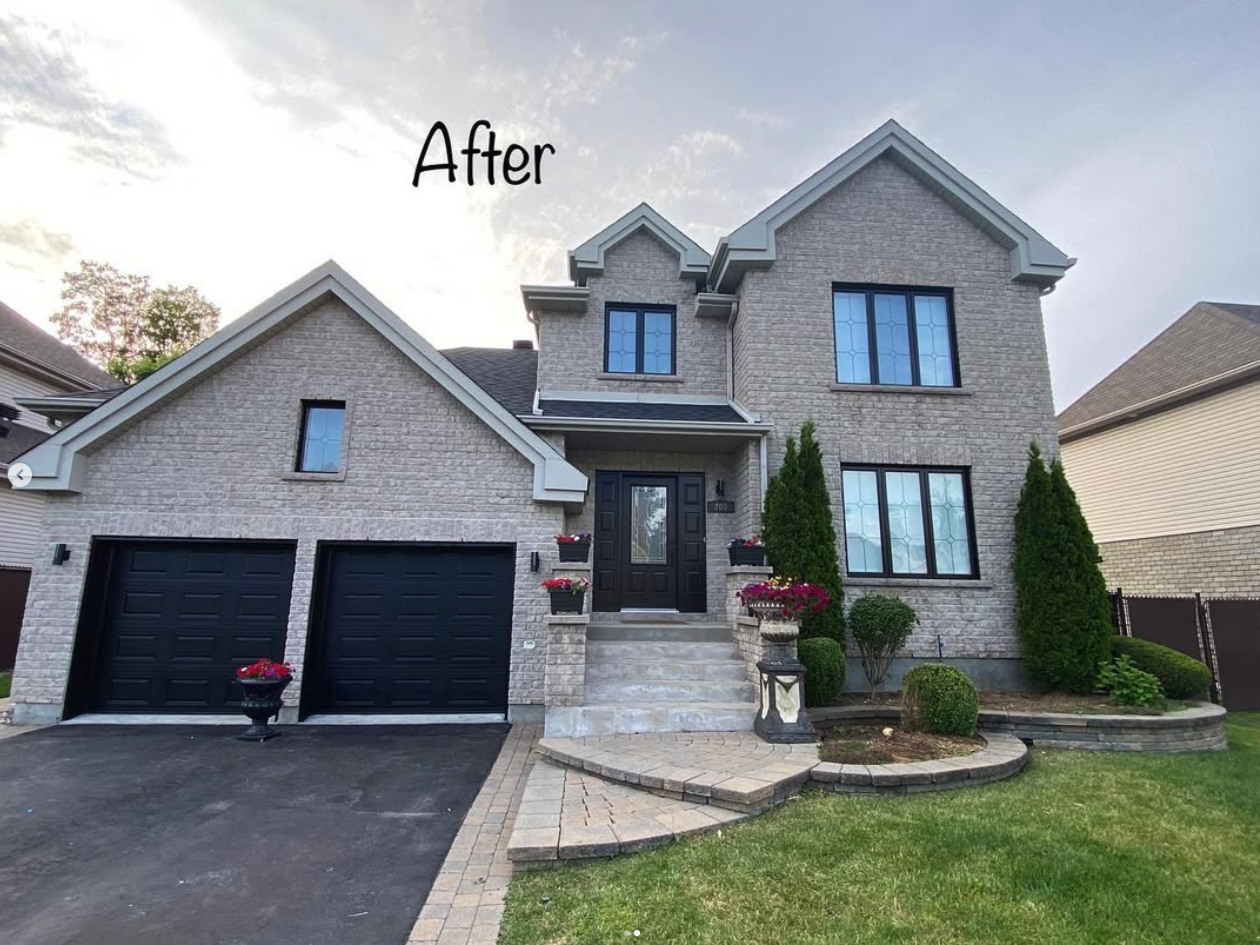 Stone-front home after painting