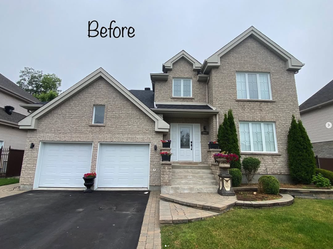 Stone-front home before painting