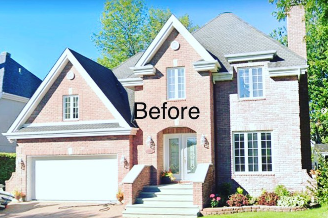 Brick home before painting
